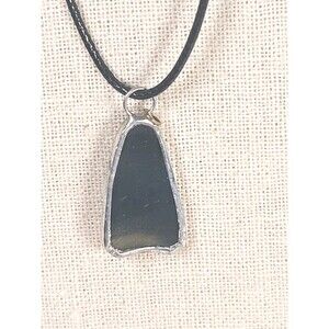 Vintage Glass Green Sea Glass  Sterling Silver  Dangle Pendant Handmade
